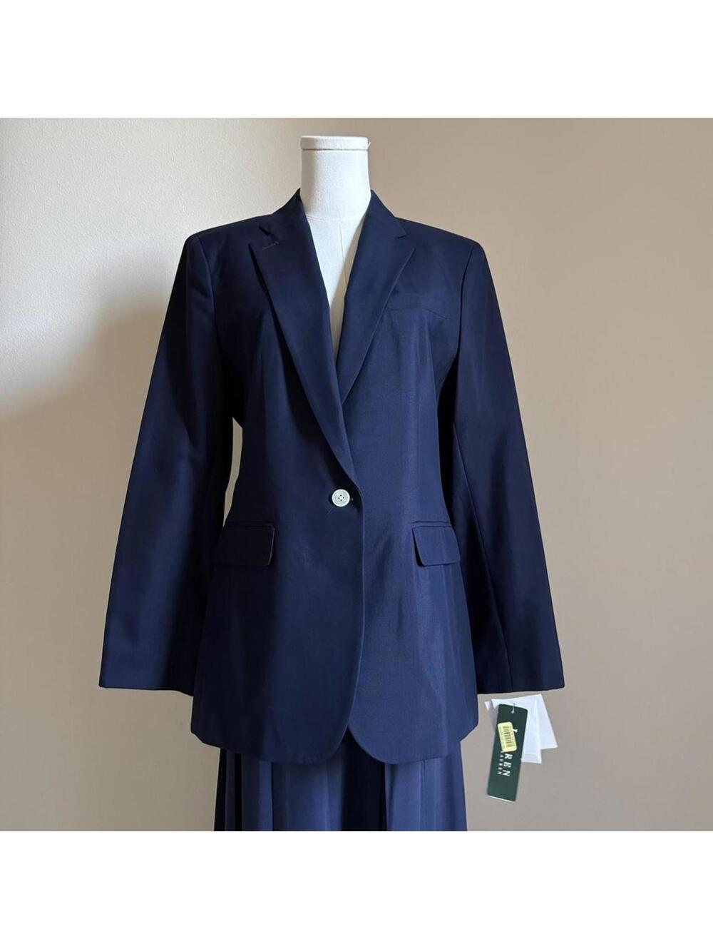 nwt ralph lauren silk blend navy blazer